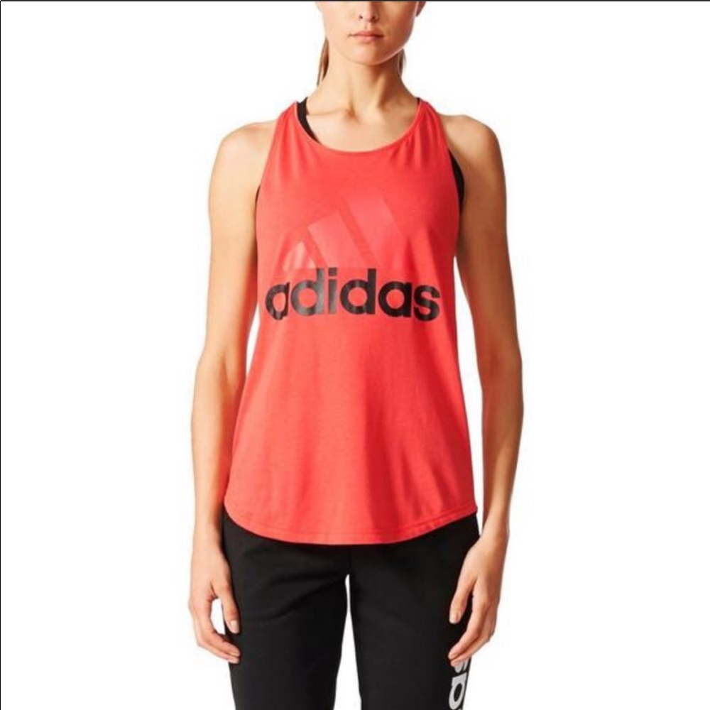 Red adidas work out tank top